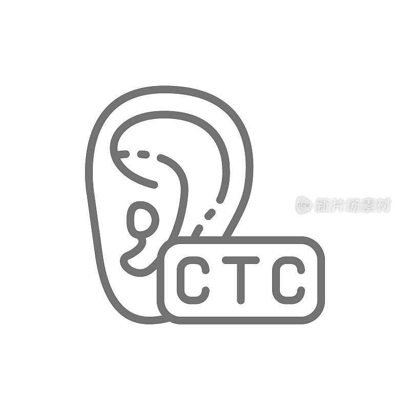 Cross The Counter助听器，CTC线图标。